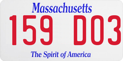 MA license plate 159DO3