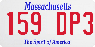 MA license plate 159DP3