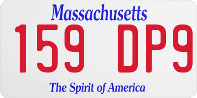 MA license plate 159DP9