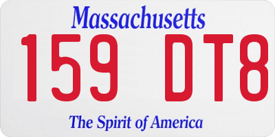 MA license plate 159DT8