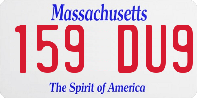MA license plate 159DU9