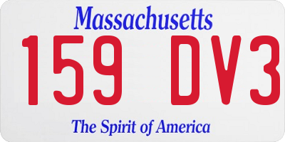 MA license plate 159DV3