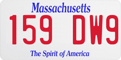 MA license plate 159DW9
