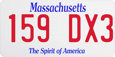 MA license plate 159DX3