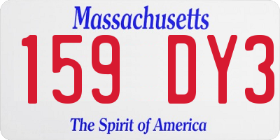 MA license plate 159DY3