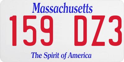 MA license plate 159DZ3