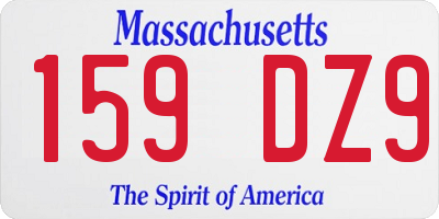 MA license plate 159DZ9