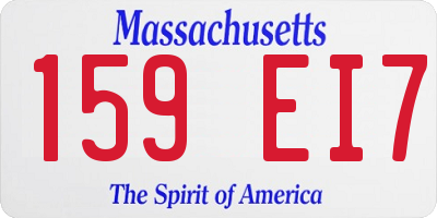 MA license plate 159EI7