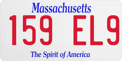 MA license plate 159EL9