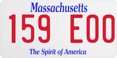 MA license plate 159EO0