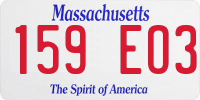 MA license plate 159EO3