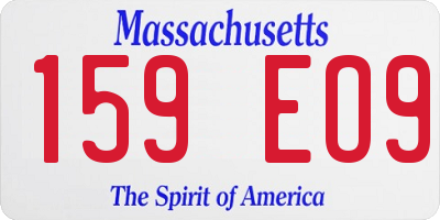 MA license plate 159EO9