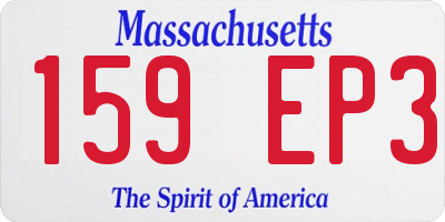 MA license plate 159EP3