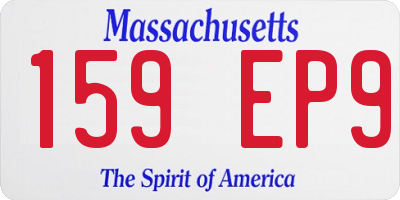 MA license plate 159EP9