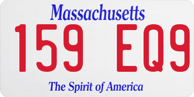 MA license plate 159EQ9
