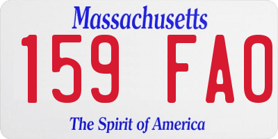 MA license plate 159FA0