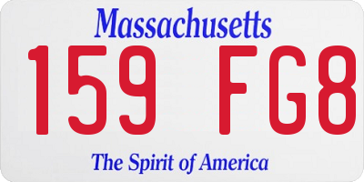 MA license plate 159FG8