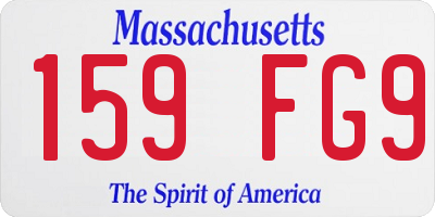 MA license plate 159FG9