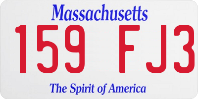 MA license plate 159FJ3