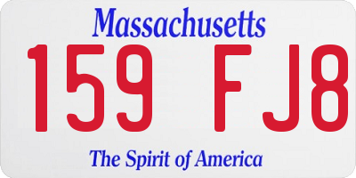 MA license plate 159FJ8