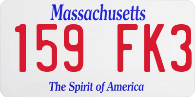 MA license plate 159FK3