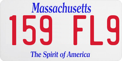 MA license plate 159FL9