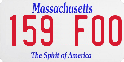 MA license plate 159FO0