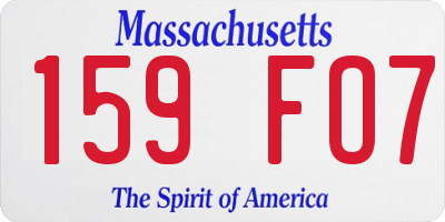 MA license plate 159FO7