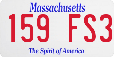 MA license plate 159FS3