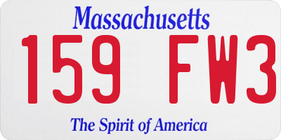 MA license plate 159FW3