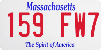 MA license plate 159FW7