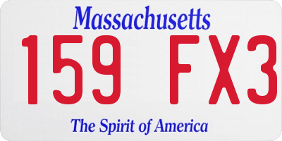 MA license plate 159FX3