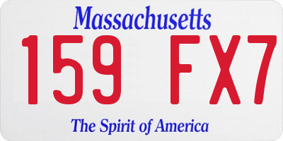 MA license plate 159FX7
