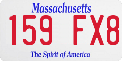 MA license plate 159FX8