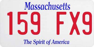 MA license plate 159FX9