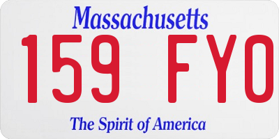 MA license plate 159FY0