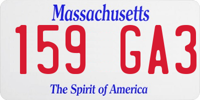 MA license plate 159GA3