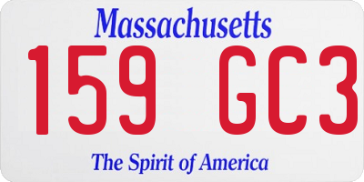 MA license plate 159GC3
