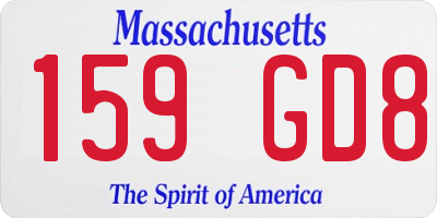 MA license plate 159GD8