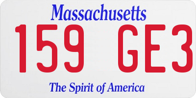 MA license plate 159GE3