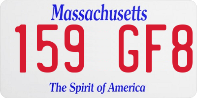 MA license plate 159GF8