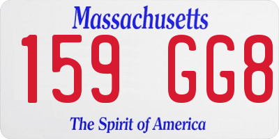 MA license plate 159GG8