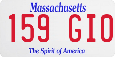 MA license plate 159GI0