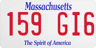 MA license plate 159GI6