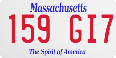 MA license plate 159GI7