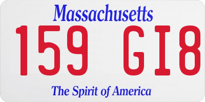 MA license plate 159GI8