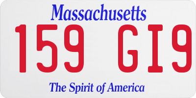 MA license plate 159GI9