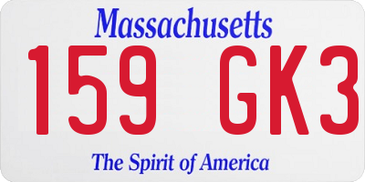 MA license plate 159GK3