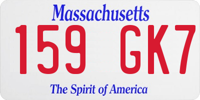 MA license plate 159GK7