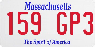 MA license plate 159GP3